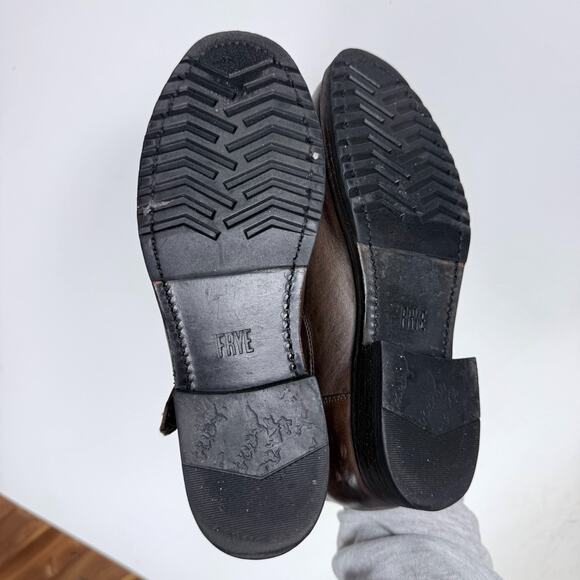 Frye Veronica Ankle Boots Women's 8 Brown Leather Pull-On Round Toe Buckle - Picture 8 of 10